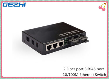 10 / 100Mbps multiport serat untuk ethernet beralih 2 port Fiber + 3 RJ45 Ports